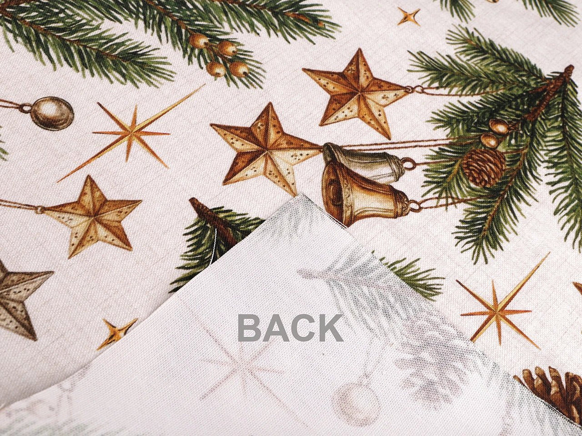 Image avec tissu canvas, branche de sapin décorée – disponible en ligne chez les tissus Charlotte