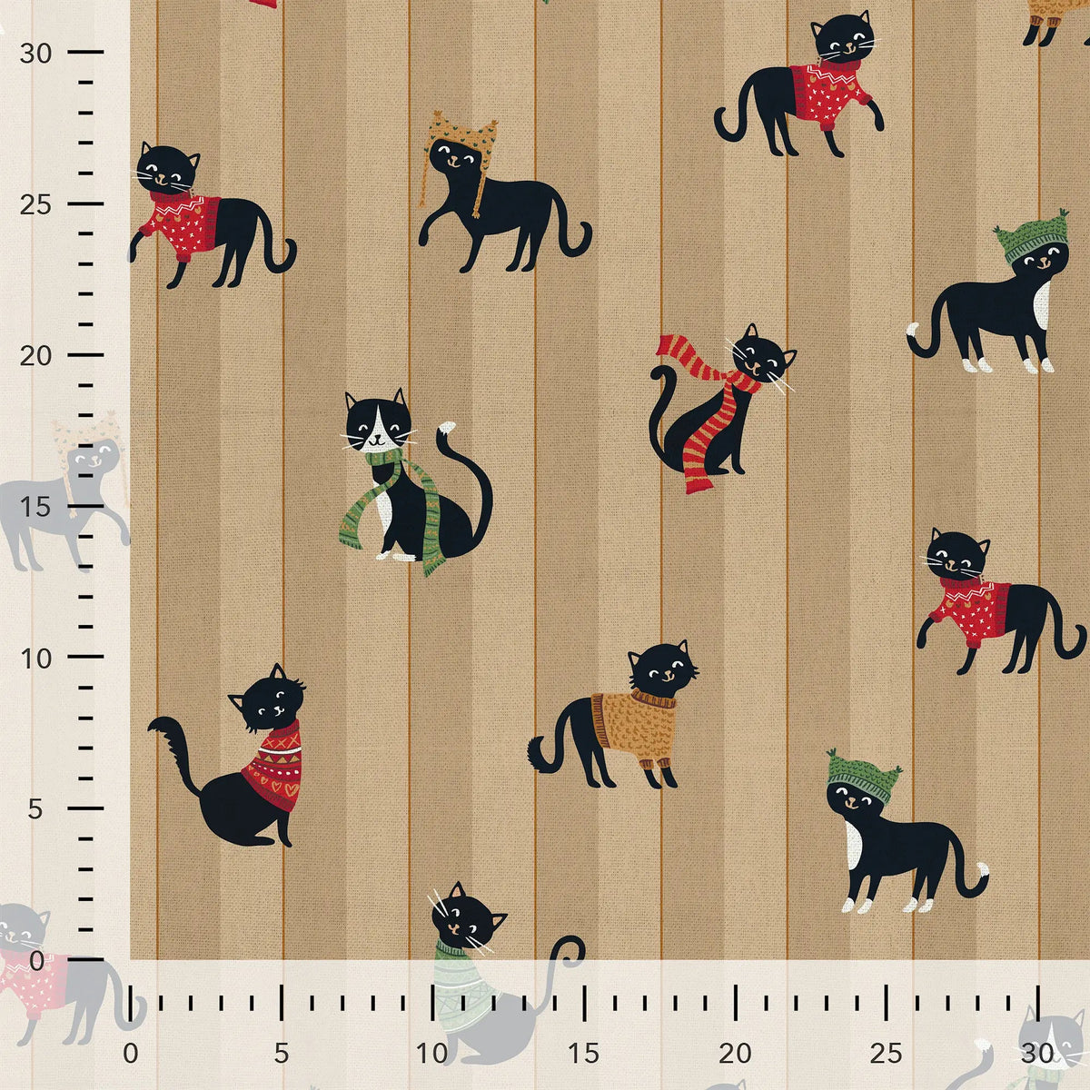 Image d’un chat sur toile avec des écharpes – disponible en ligne chez Tissus de Charlotte