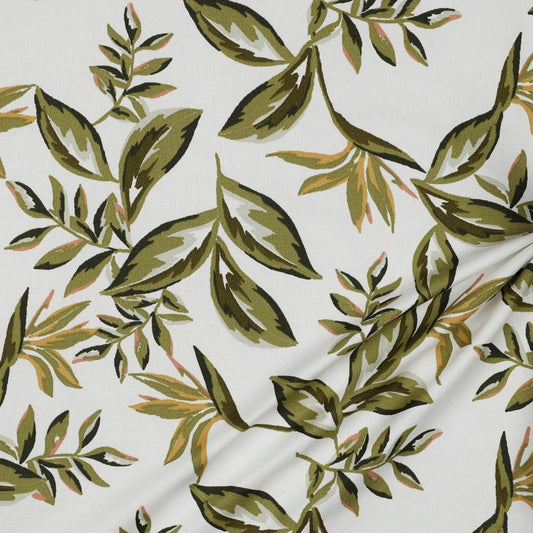 Canvas fabric - leaves on a white background 225 g/m² (Copy)