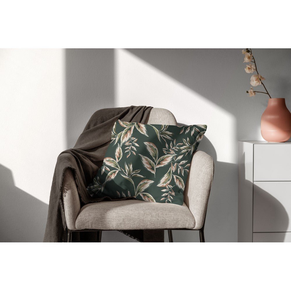 toile avec feuilles sur fond bleu foncé 225 g/m²