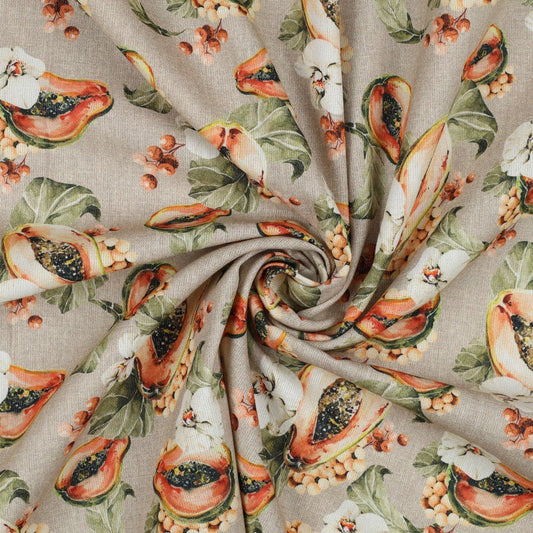 Canvas fabric - passion fruit and orchids 190 g/m²