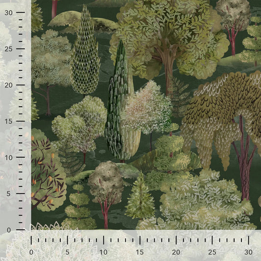 Image avec tissu canvas forêt 200 g/m² – disponible chez Šarlotes audumi