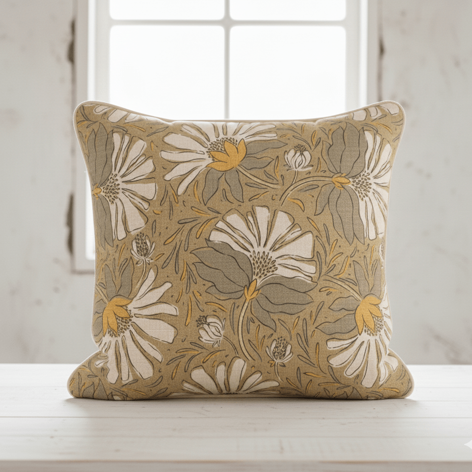 Image avec tissu canvas - monde floral apaisant 200 g/m² – disponible chez Šarlotes audumi