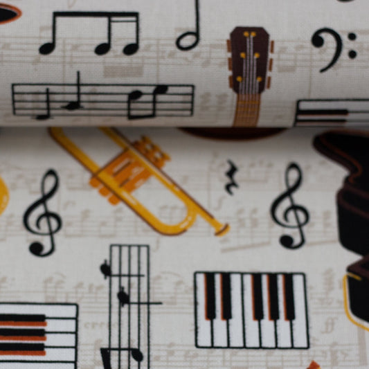 Canvas fabric - musical instruments 200 g/m²