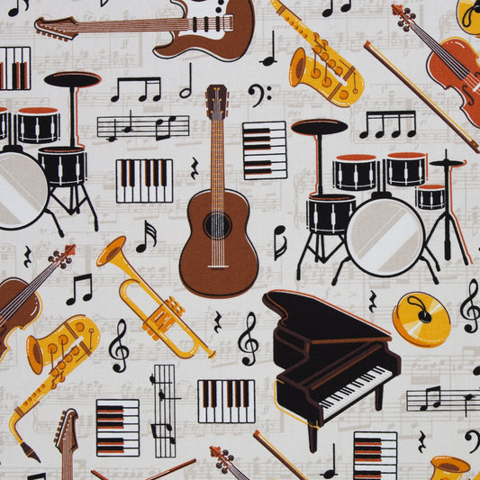 Canvas fabric - musical instruments 200 g/m²