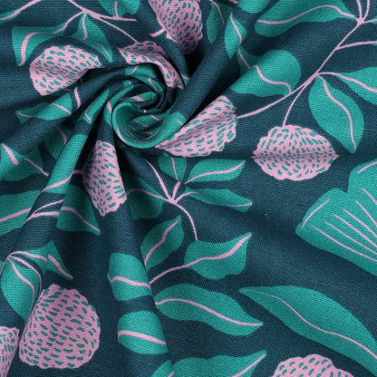 Toile - motif de feuilles rose et vert 225 g/m²