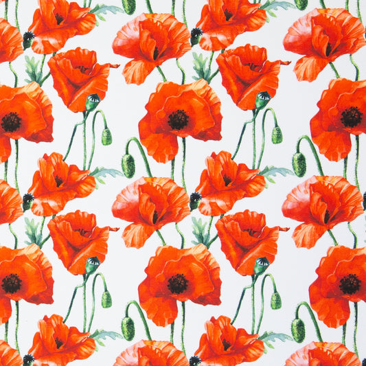 Image sur toile à motif de coquelicots rouges sur fond blanc 210 g/m² – disponible chez Šarlotes audumi