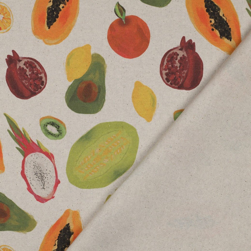 Tissu canvas - fruits tropicaux 220 g/m² – disponible chez Šarlotes audumi