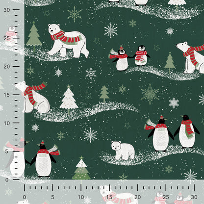 Motif de Noël sur toile, fond vert foncé – disponible en ligne chez Šarlotes audumi