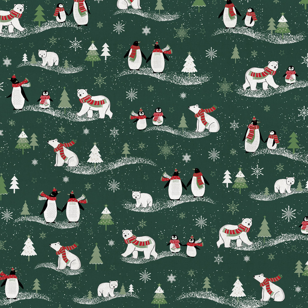 Image avec tissu canvas à motif de Noël sur fond vert foncé – disponible en ligne chez Šarlotes audumi