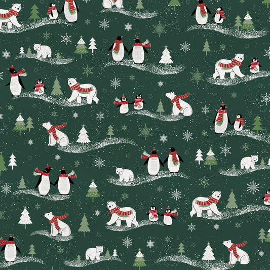 Image avec tissu canvas à motif de Noël sur fond vert foncé – disponible en ligne chez Šarlotes audumi