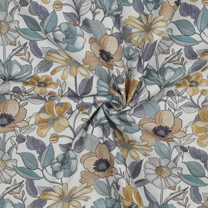 Tissu canvas - fleurs bleues 225 g/m²