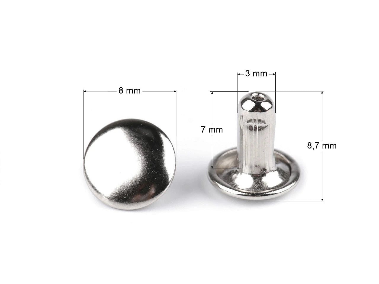 Rivets métalliques double face Ø8 mm - (100 pcs)