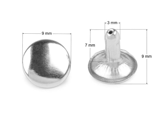 Image de rivets métalliques double face Ø9 mm (100 pcs) – disponible en ligne chez Šarlotes audumi