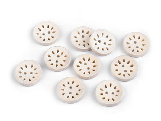 Boutons en bois 20 mm - fleurs