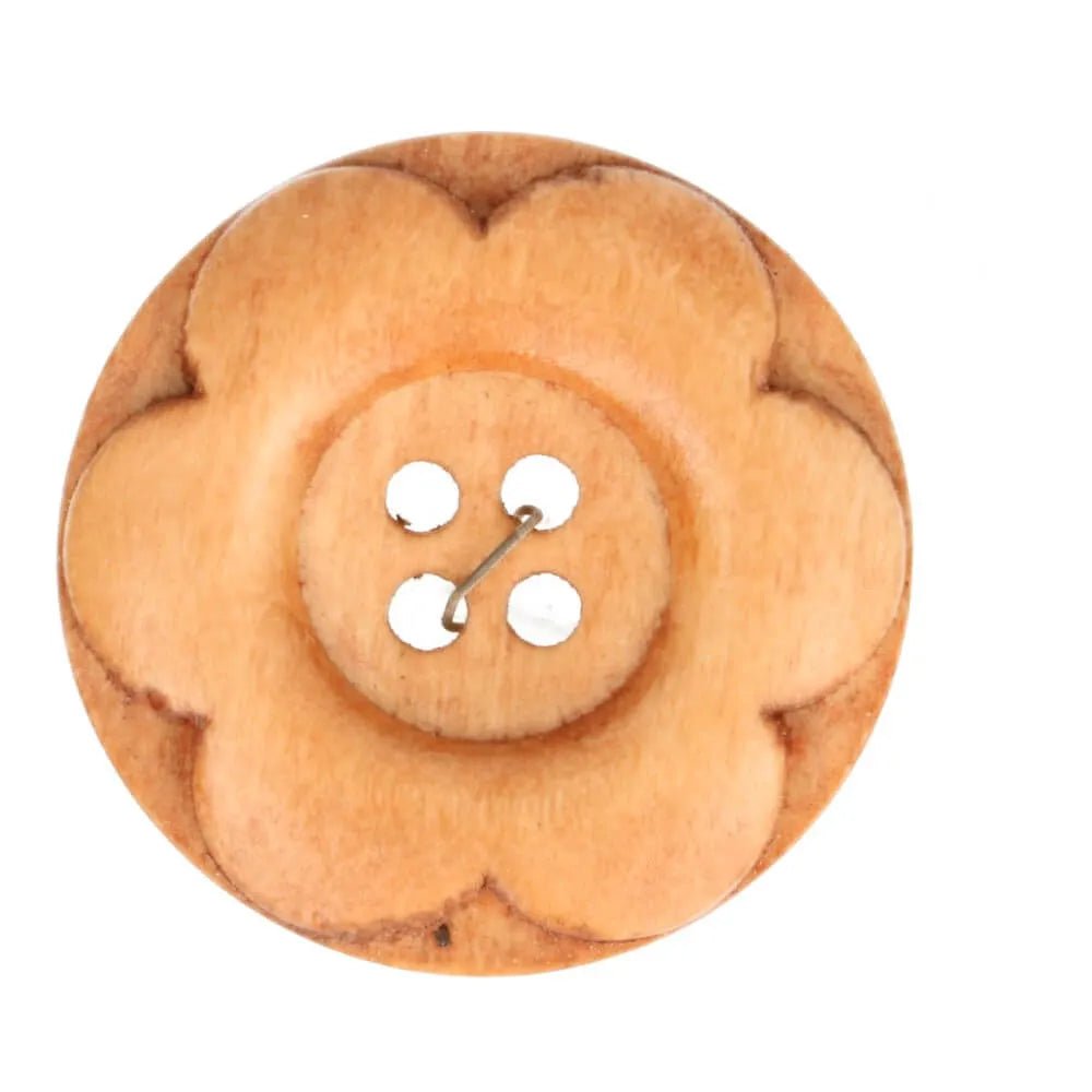 Bouton en bois 30 mm - fleur brun clair