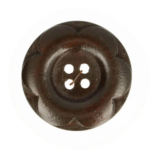 Boutons en bois 30 mm - fleur marron foncé