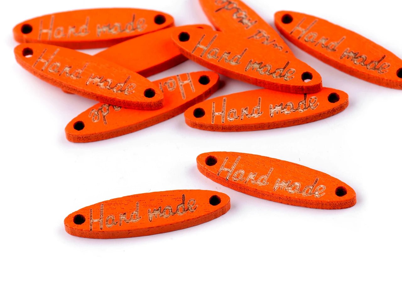 Décor de bouton en bois - fait main orange
