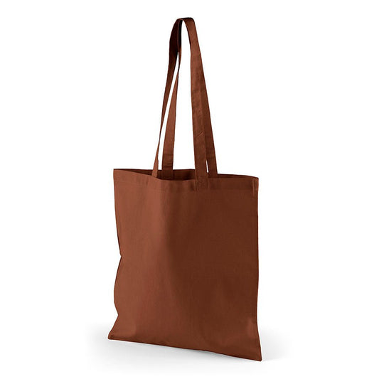 Image d’un sac en toile de coton avec longues anses 38 x 42 cm 140 g/m² - marron – disponible chez Šarlotes audumi