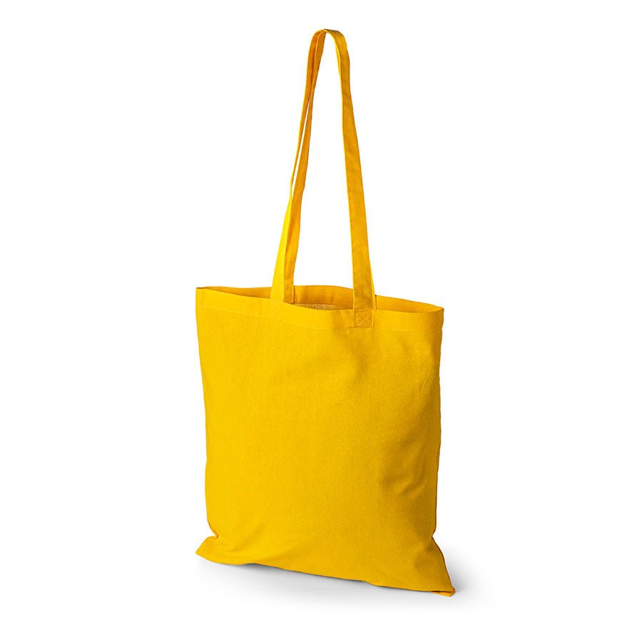 Image de sac en coton à longues anses 38 x 42 cm 140 g/m² - jaune – disponible chez Šarlotes audumi