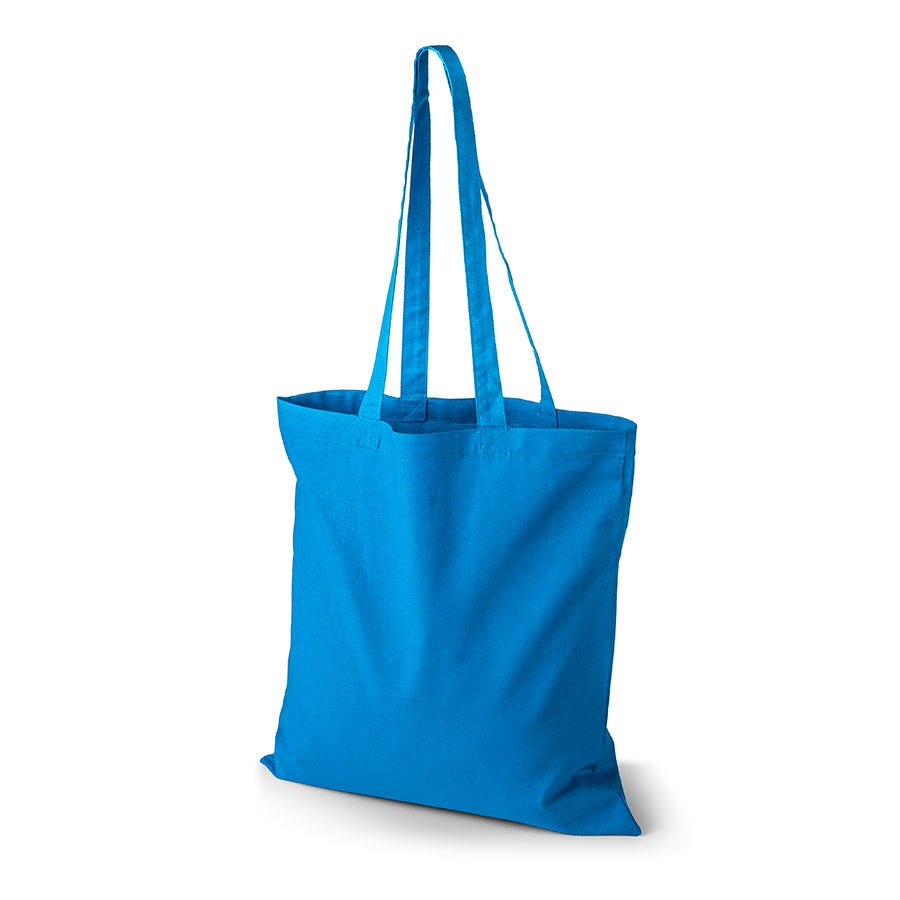 Image d’un sac en tissu en coton avec longues anses 38 x 42 cm 140 g/m² - turquoise – disponible chez Šarlotes audumi