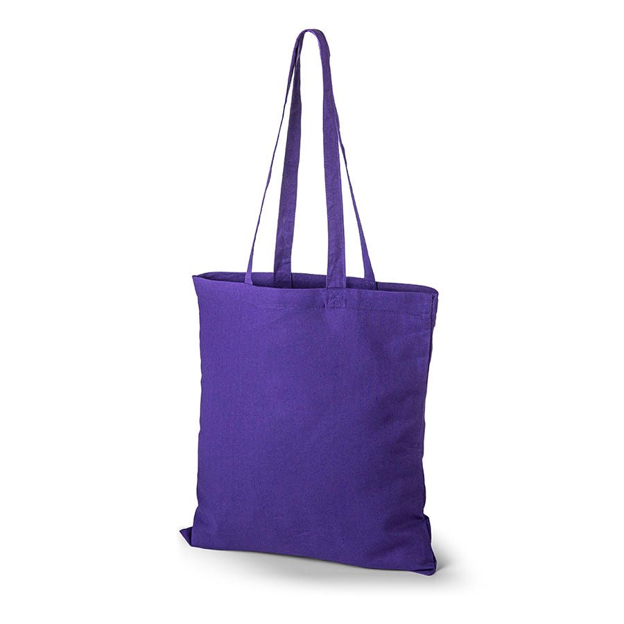 Attēls ar Kokvilnas auduma maisiņš ar garajiem rokturiem 38 x 42 cm 140 g/m² - tumši lillā – pieejams Šarlotes audumi