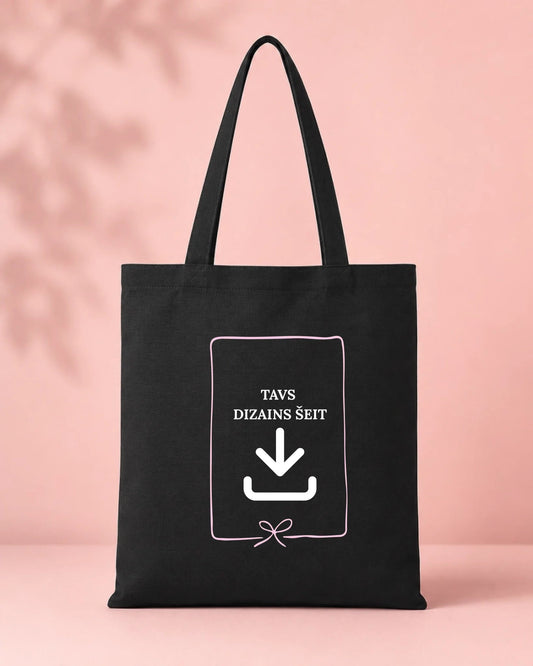 Image de sac en toile de coton avec impression personnalisée - noir, disponible en ligne chez Šarlotes audumi