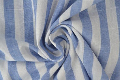 Tissu en coton à rayures bleu clair 150 g/m²