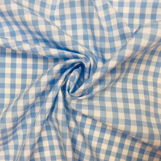 Cotton fabric - blue checkered 90 g/m²