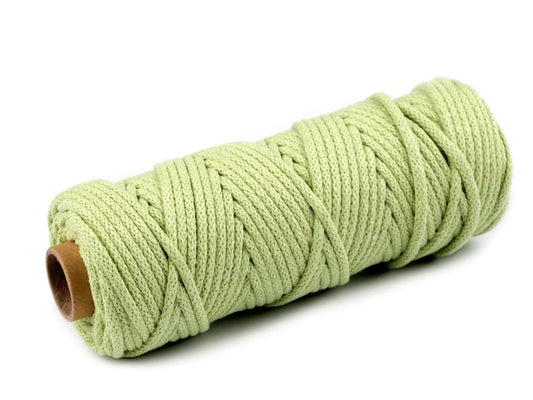 Corde en coton 5 mm - vert clair (rouleau de 24 m)