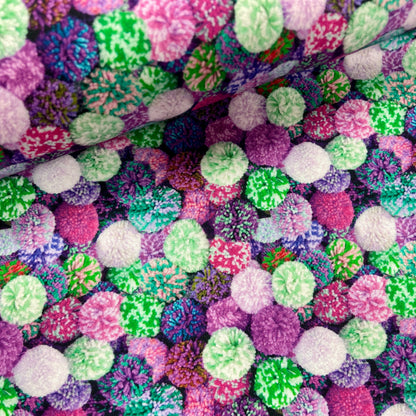 Maille bouclette en coton avec doublure chaude - petits pompons 280 g/m²