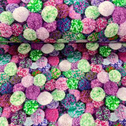 Jersey bouclé en coton avec doublure chaude - motifs boules 280 g/m²