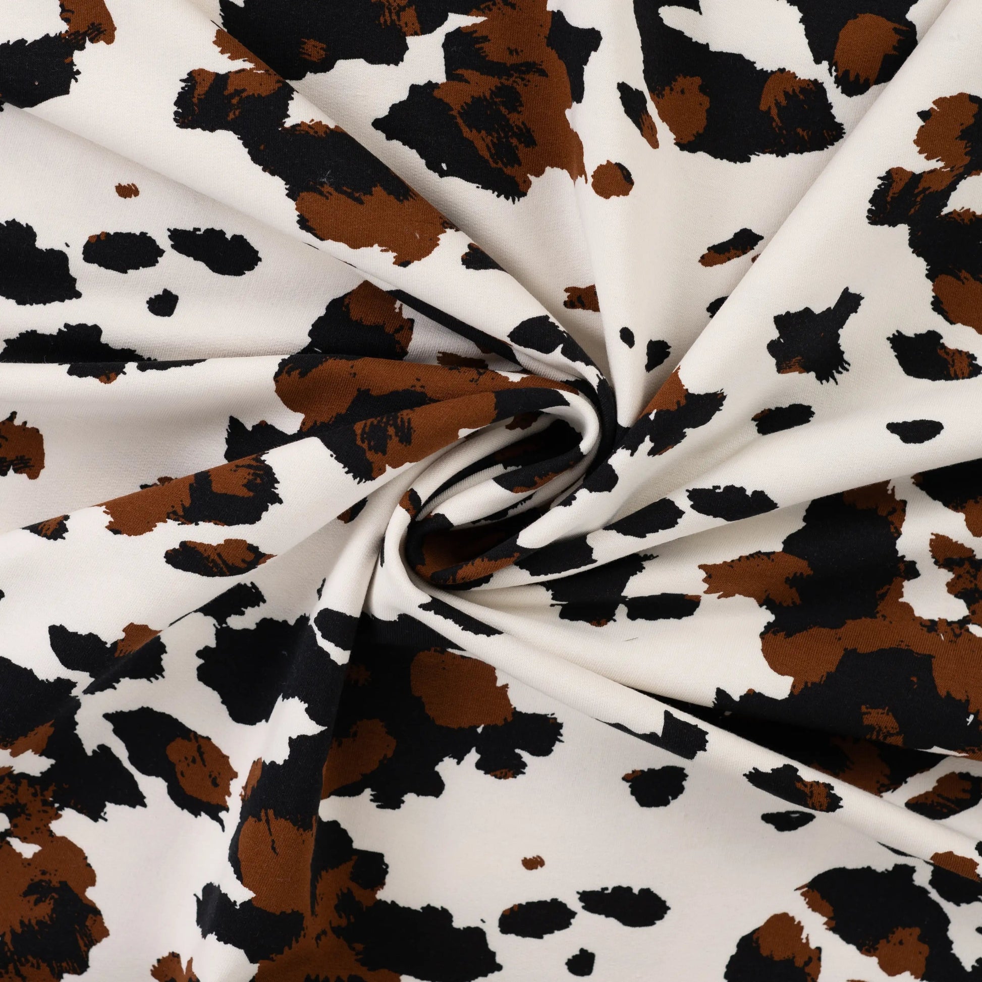 Cotton loopback knit with insulation - cow pattern 230 g/m² – available at Šarlotes audumi