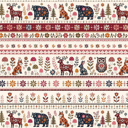 Tissu en jersey bouclette de coton avec doublure, conte forestier scandinave – disponible en ligne chez Šarlotes audumi