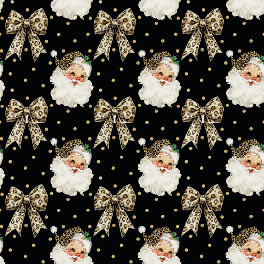 Image de tricot bouclé en coton avec doublure — Père Noël et nœuds – disponible en ligne chez les tissus de Charlotte