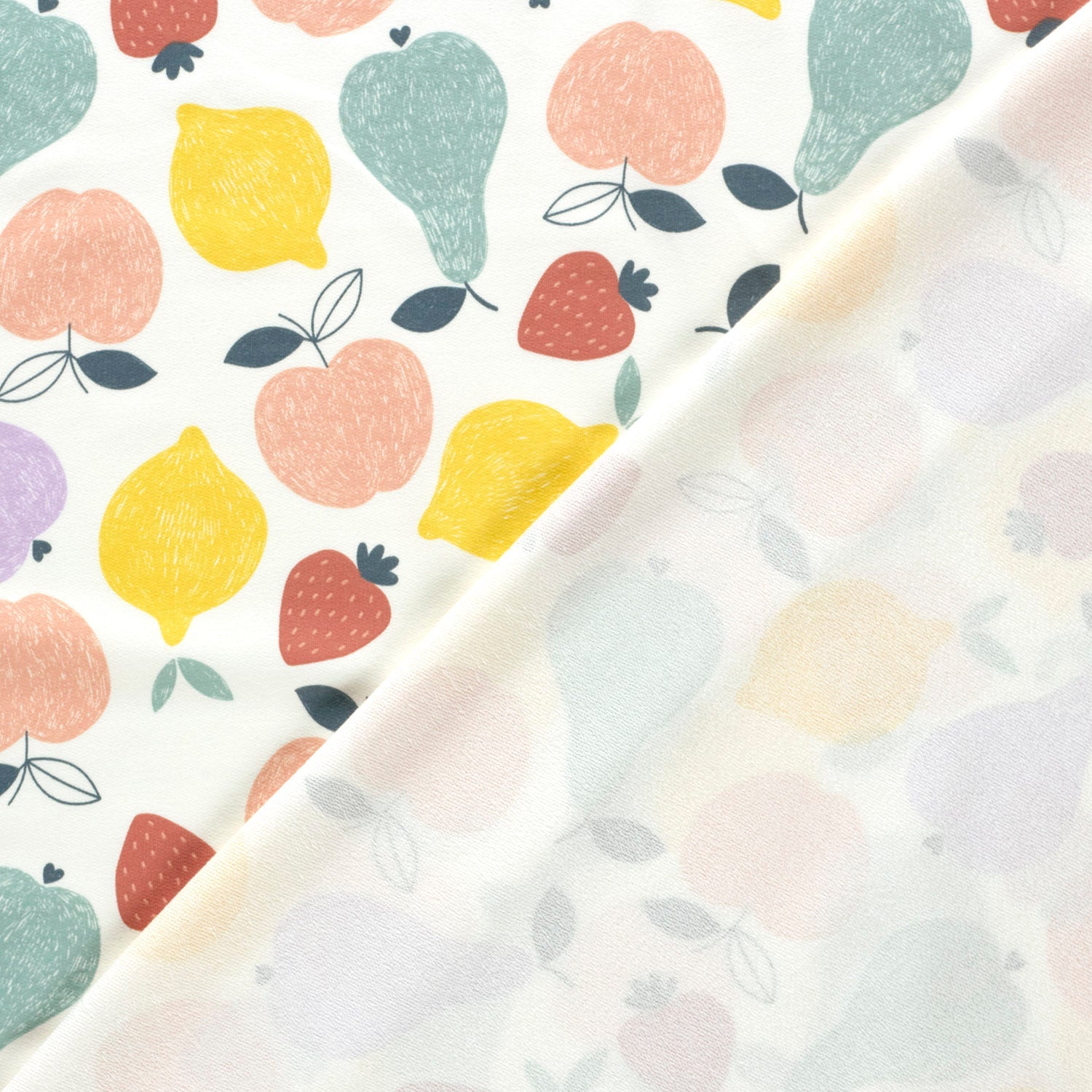 Image avec maille bouclette en coton - fruits 250 g/m² – disponible chez Šarlotes audumi