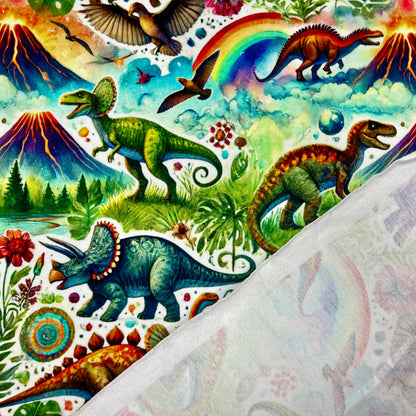 Maille bouclette en coton - monde des dinosaures 260 g/m²