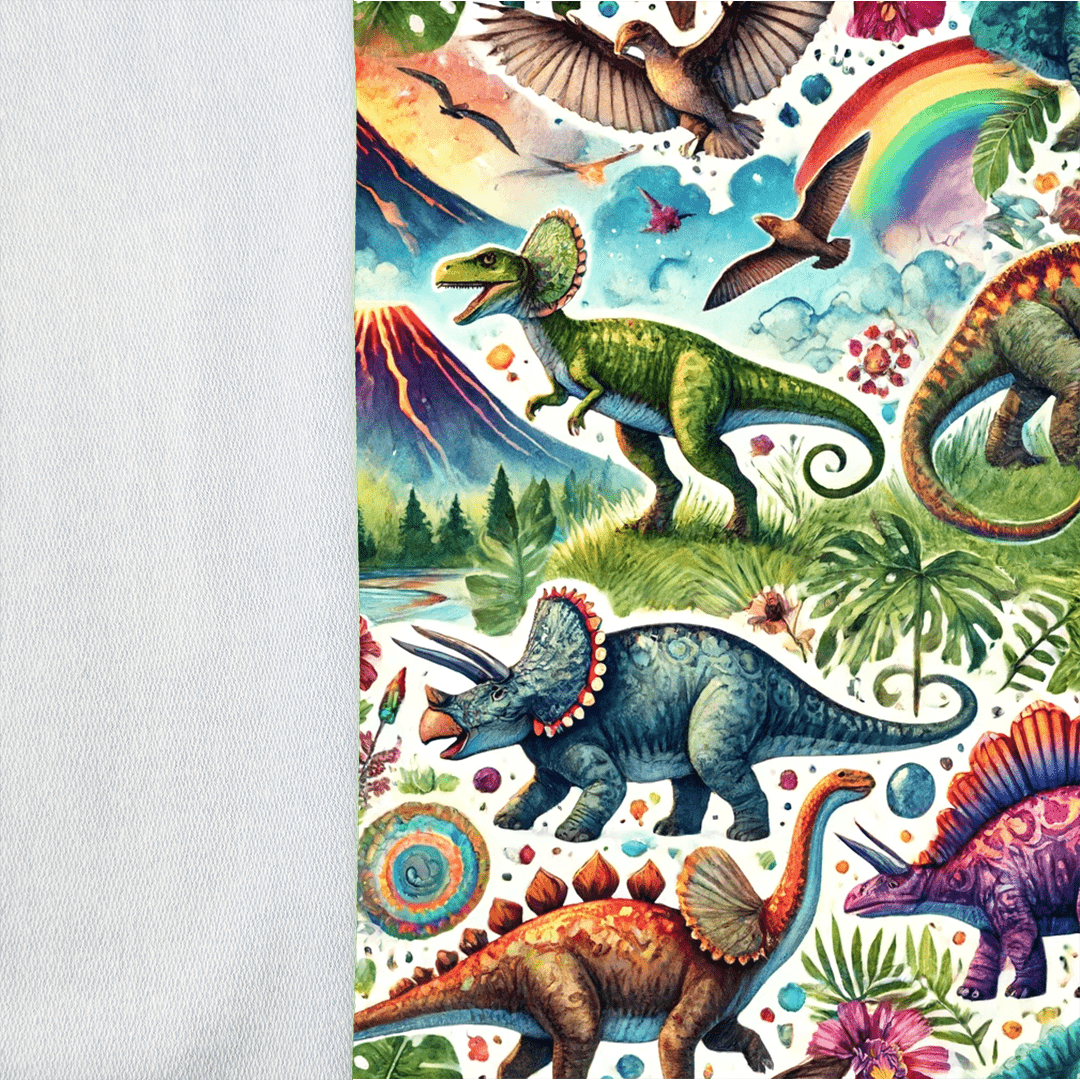 Maille bouclée en coton - monde des dinosaures 260 g/m²