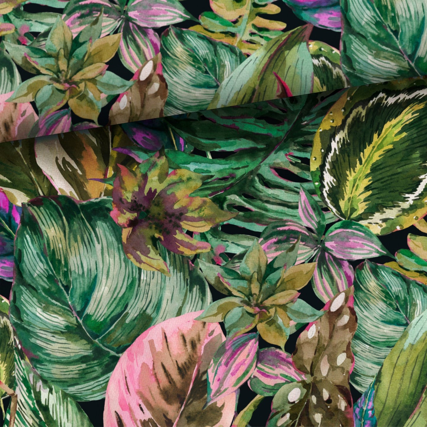 Jersey bouclette en coton - feuilles exotiques 260 g/m²
