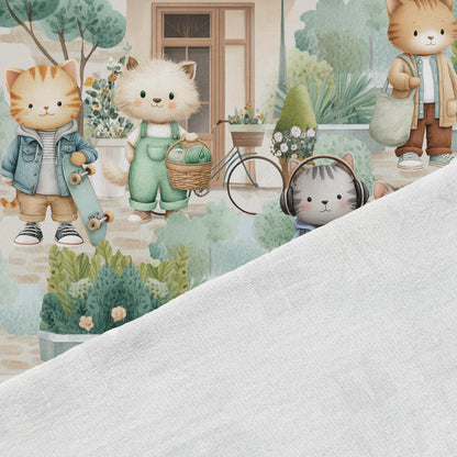 Image de maille bouclette en coton - la vie des chats en ville 250 g/m² – disponible chez Šarlotes audumi