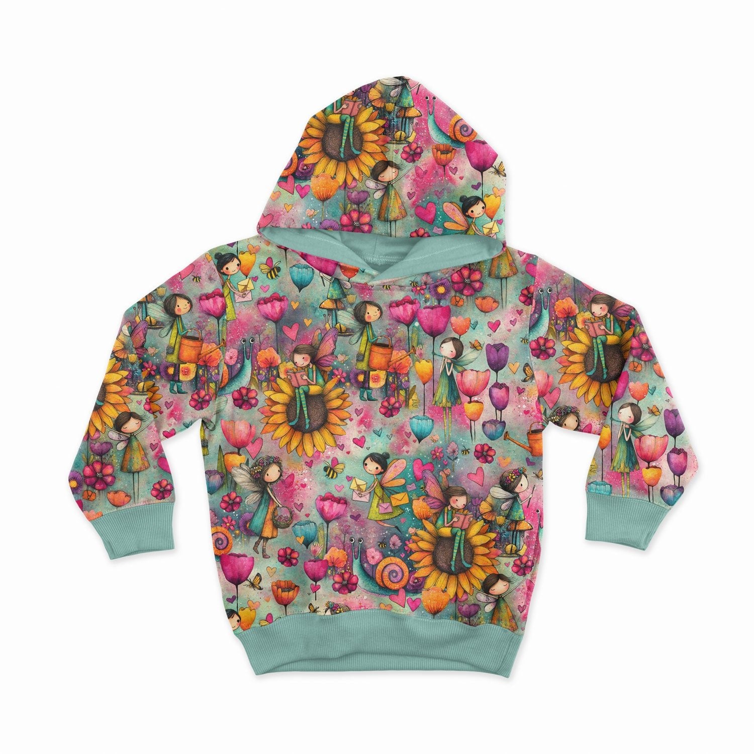 Image de tissu éponge en coton - petites fées colorées 250 g/m² – disponible chez Šarlotes audumi