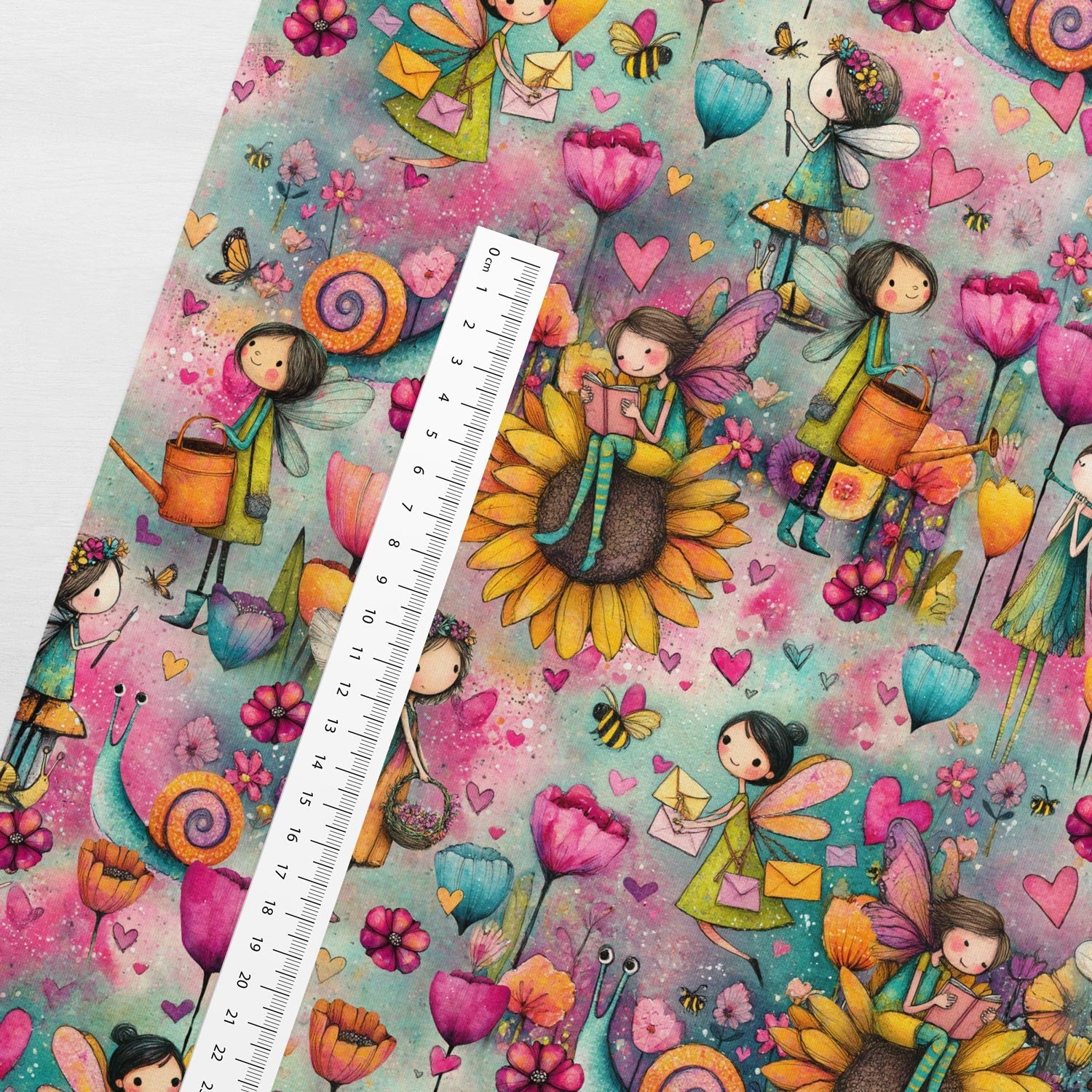 Image de jersey bouclé en coton - fées colorées 250 g/m² – disponible chez Šarlotes audumi