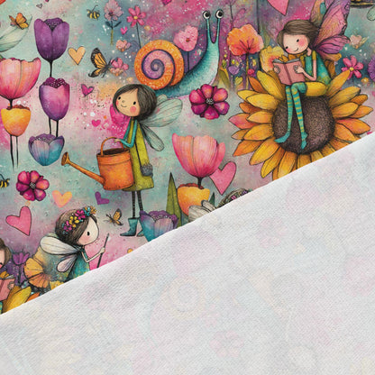 Visuel en maille bouclette en coton - fées colorées 250 g/m² – disponible chez Šarlotes audumi