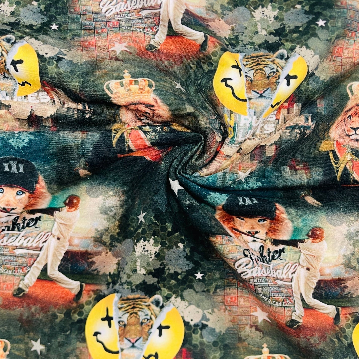 Maille bouclée en coton - lions 250 g/m²