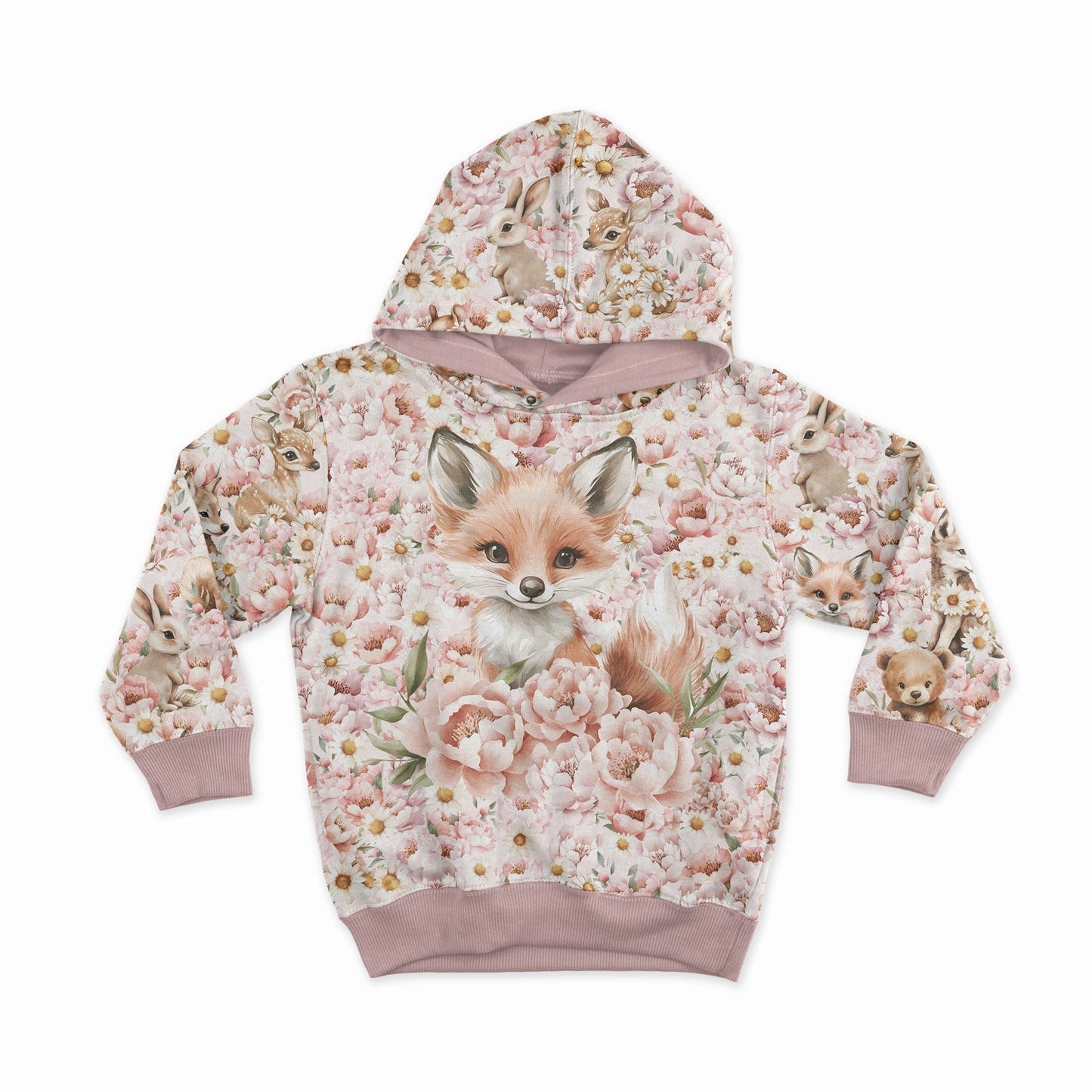 Image de tissu jersey bouclette en coton - marguerites et pivoines 250 g/m² | Design - 05 – disponible chez Šarlotes audumi