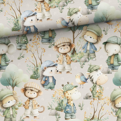 Image en maille à boucles en coton - safari des petits explorateurs 250 g/m² – disponible chez Šarlotes audumi