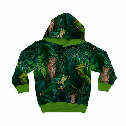 Molleton bouclé en coton - pumas dans la jungle 260 g/m²