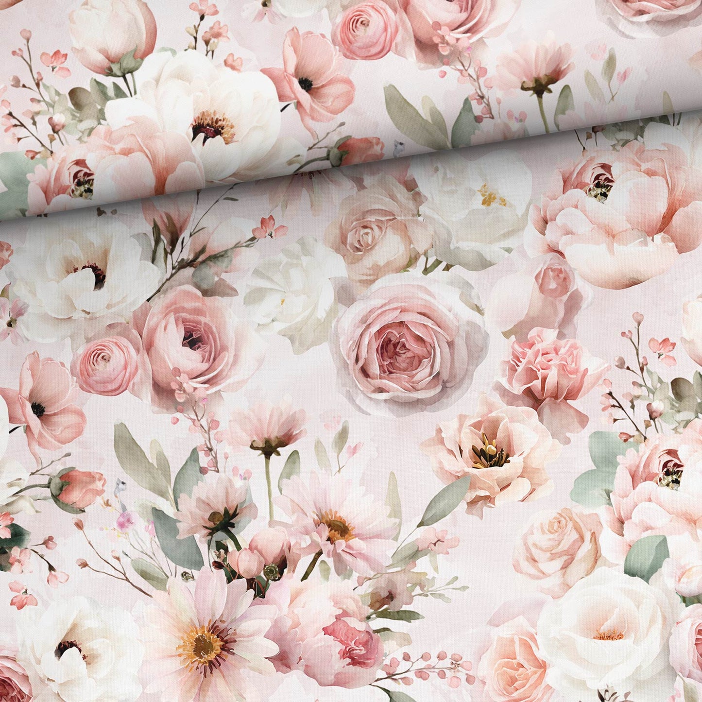 Image de jersey bouclé en coton - jardin de roses 250 g/m² – disponible chez Šarlotes audumi