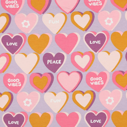 Cotton loop-knit fabric - hearts 225 g/m²