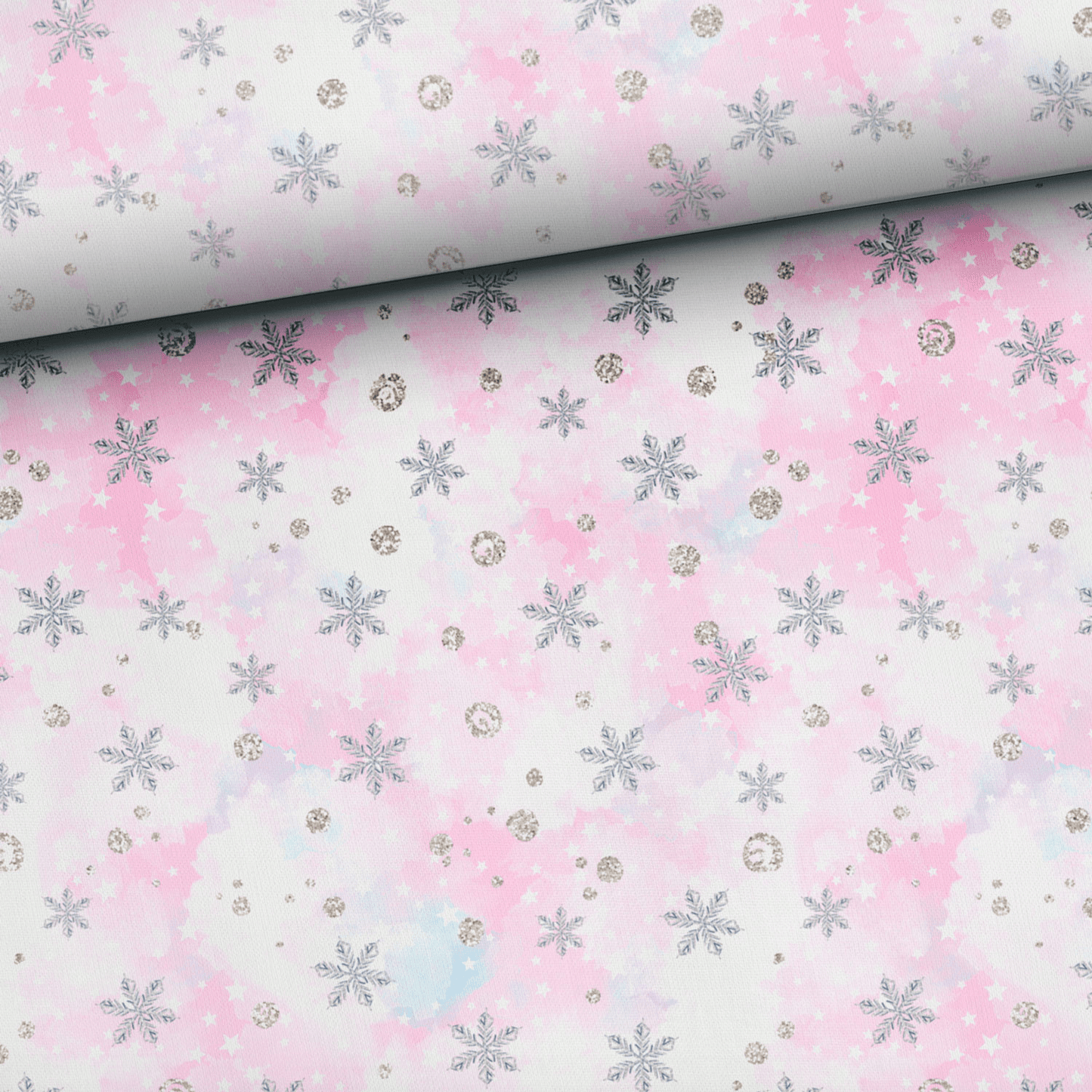 Maille bouclette en coton - flocons de neige 250 g/m²